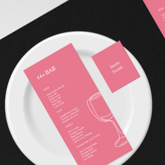 Menu de la barre de Mariage rose vif minimaliste