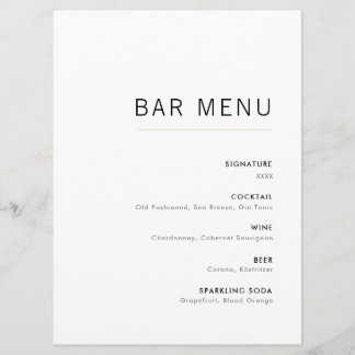 Menu de la barre minimaliste moderne blanche et or