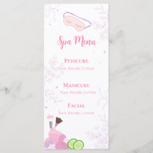 Menu de la fête au spa