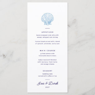 Menu de la fête de mariage de destination