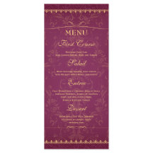Menu de la framboise foncée et de l'or élégant mar
