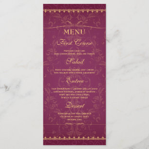 Menu de la framboise foncée et de l'or élégant mar