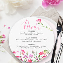 Menu de la jolie réception de mariage aux fleurs s