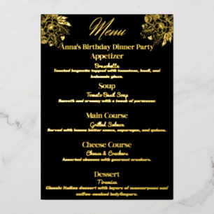 Menu de la soirée Élégance Florale