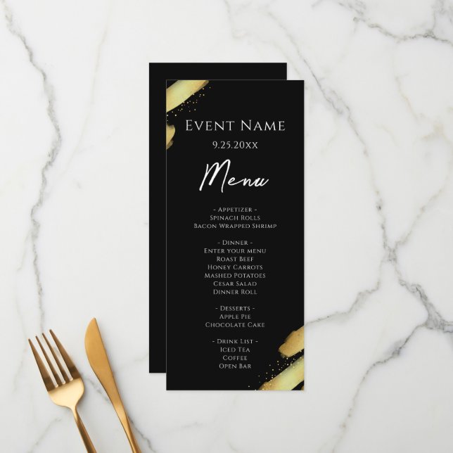 Menu de l'événement Black Gold  (Devant/Arrière en situation)