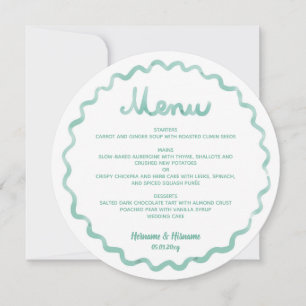 Menu de mariage à cadre ondulé vert menthe fantais