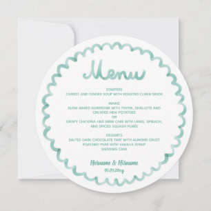 Menu de mariage à cadre rond fantaisiste vert ment
