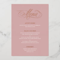 Menu de mariage à feuille d'or véritable Calligrap