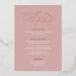 Menu de mariage à feuille d'or véritable Calligrap