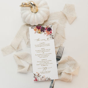 Menu de mariage à la citrouille florale de Bourgog