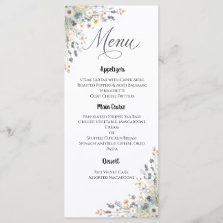 Menu de mariage à la fleur sauvage éternelle