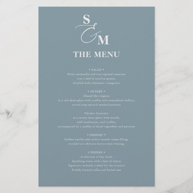 Menu de mariage à l'esperluette de script monogram (Devant)