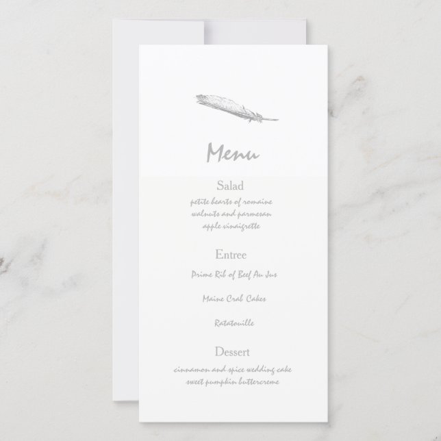 Menu de mariage à plumes (Devant)