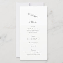 Menu de mariage à plumes