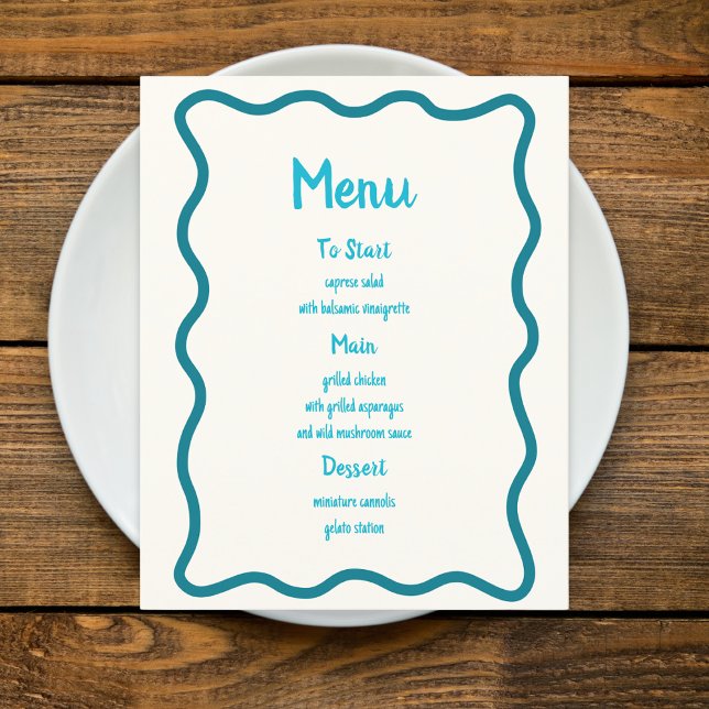 Menu de mariage amusant avec bordure ondulée fanta (Créateur téléchargé)