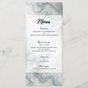 Menu de mariage aquarelle eau de plage or gris ble