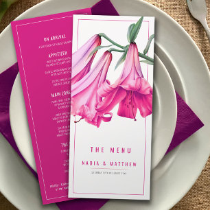 Menu de mariage aquarelle rose lily