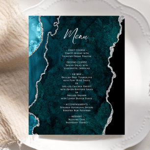 Menu de mariage argent bleu sarcelle agate budget