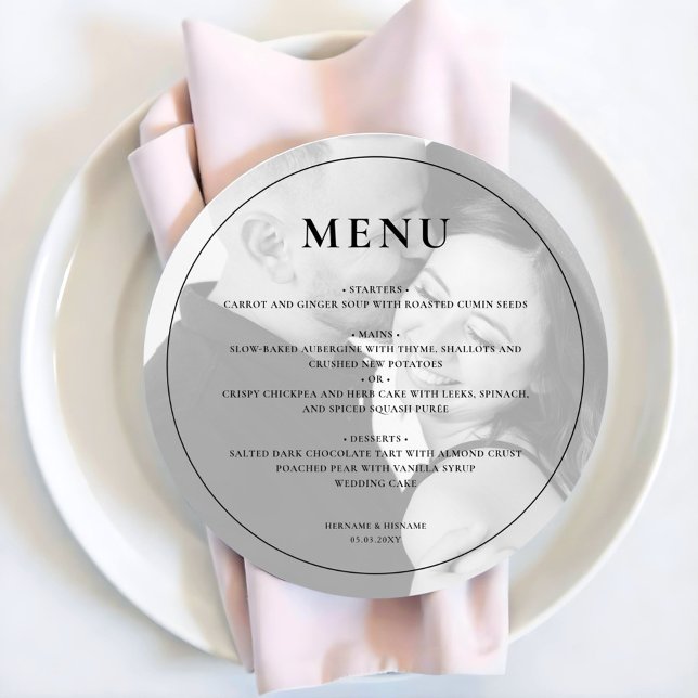 Menu de Mariage arrondi minimaliste photo personna (Créateur téléchargé)