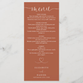Menu de mariage au cœur de terre cuite