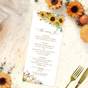 Menu de mariage automnal Tournesol Citrouille Coup