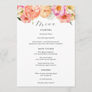 Menu de mariage aux agrumes rose vif