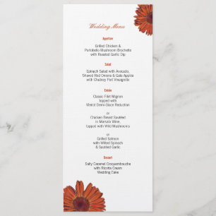 Menu de mariage aux Gerbera