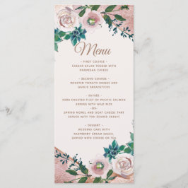 Menu de mariage aux succulentes rose gold et rose