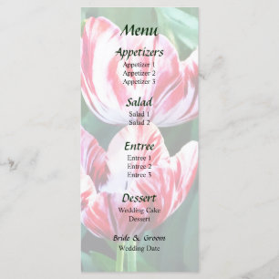 Menu de mariage aux tulipes rouges et blanches élé
