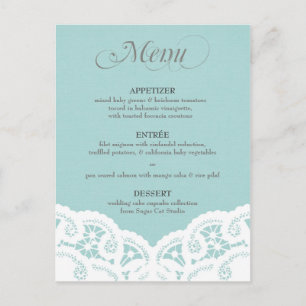 Menu de mariage Blue Lace Doily