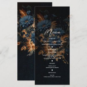 Menu de mariage Bohème Glam Rustique Bleu Nuit et 