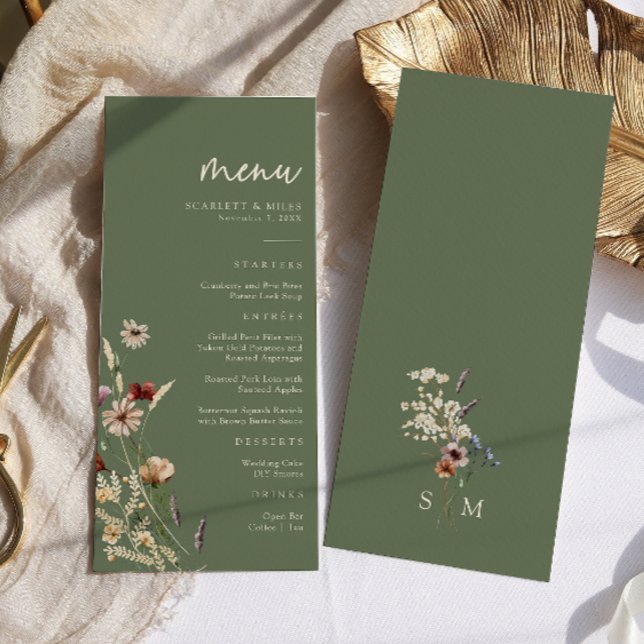 Menu de mariage bohème vert (Green Boho Wedding Menu
)