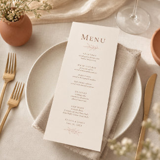 Menu de mariage botanique en terre cuite et ivoire