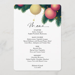 Menu de mariage Boules de Noël