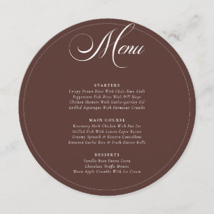 Menu de mariage calligraphié Choco Brown Ivory Cla