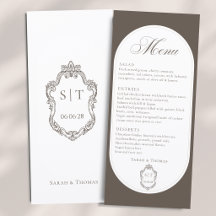 Menu de mariage Calligraphy Mocha Marron