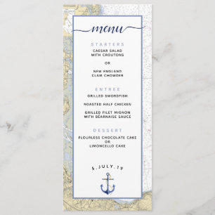 Menu de mariage carte nautique du port de Duxbury 