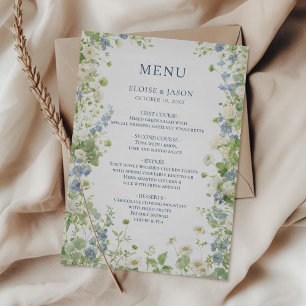 Menu de mariage chic de jardin de fleurs sauvages