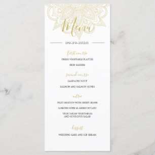 Menu de Mariage chic de style indien rouge or