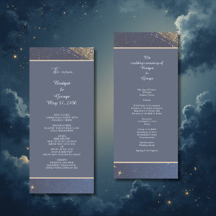 menu de mariage ciel céleste galaxie bleue élégant