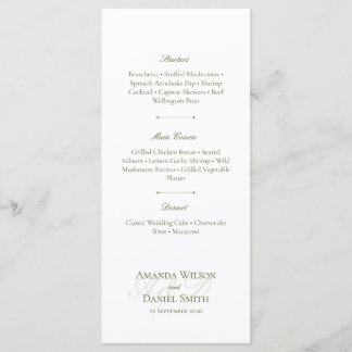 Menu de mariage classique à l'olive