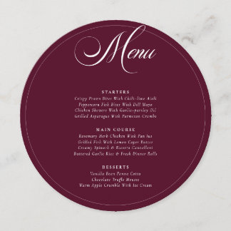 Menu de mariage classique calligraphié en ivoire d