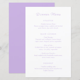 Menu de mariage classique Lilac intemporel