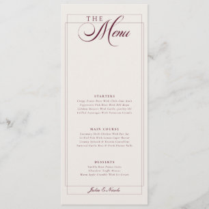 Menu de mariage classique vert ivoire calligraphié