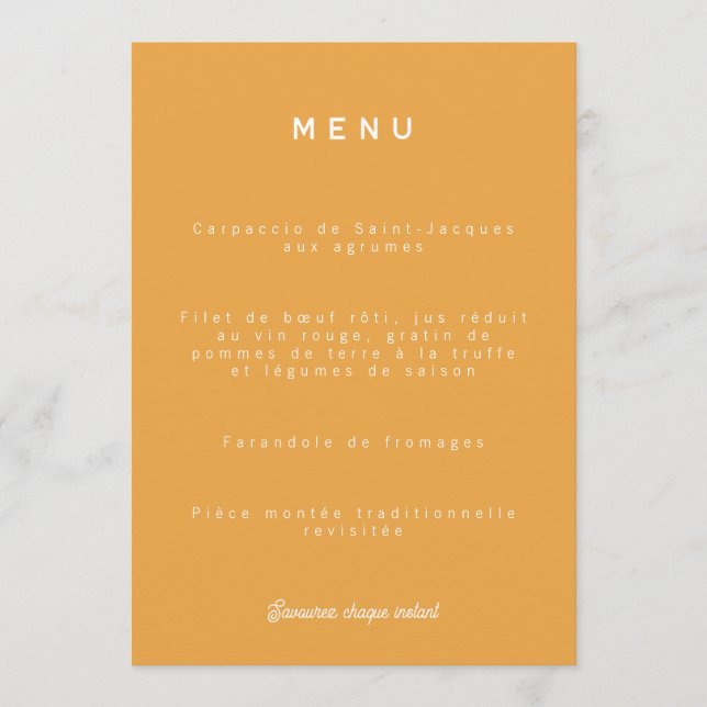 Menu de mariage Colorus - Orange (Devant)
