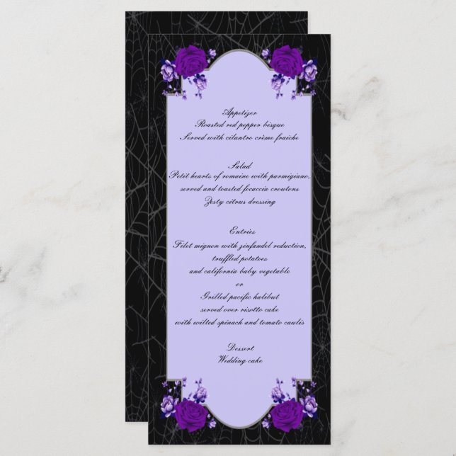Menu de Mariage de automne Floral Rose violet Spid (Devant / Derrière)