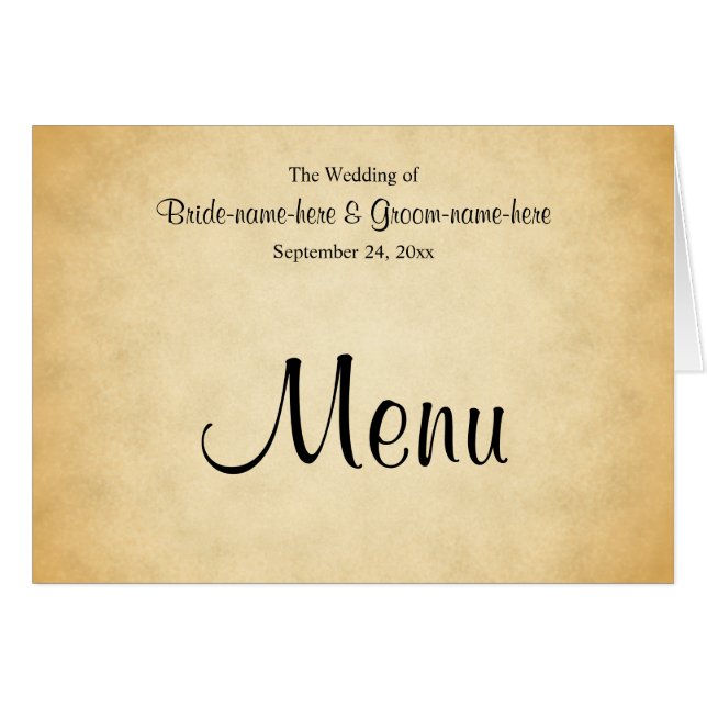 Menu de mariage de conception de motif de (Devant Horizontal)