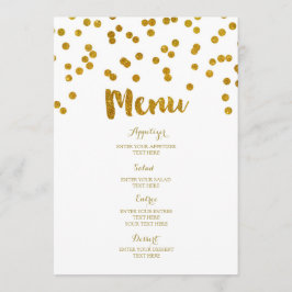 Menu de mariage de confettis d'or