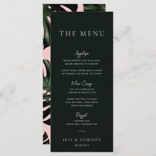 Menu de mariage de destination verte de verdure tr