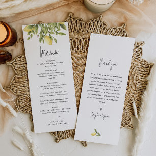 Menu de mariage de dîner CITRON Citron